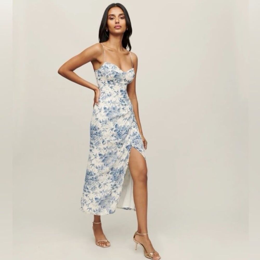Reformation Kourtney Midi Dress in Pompadour Size 4